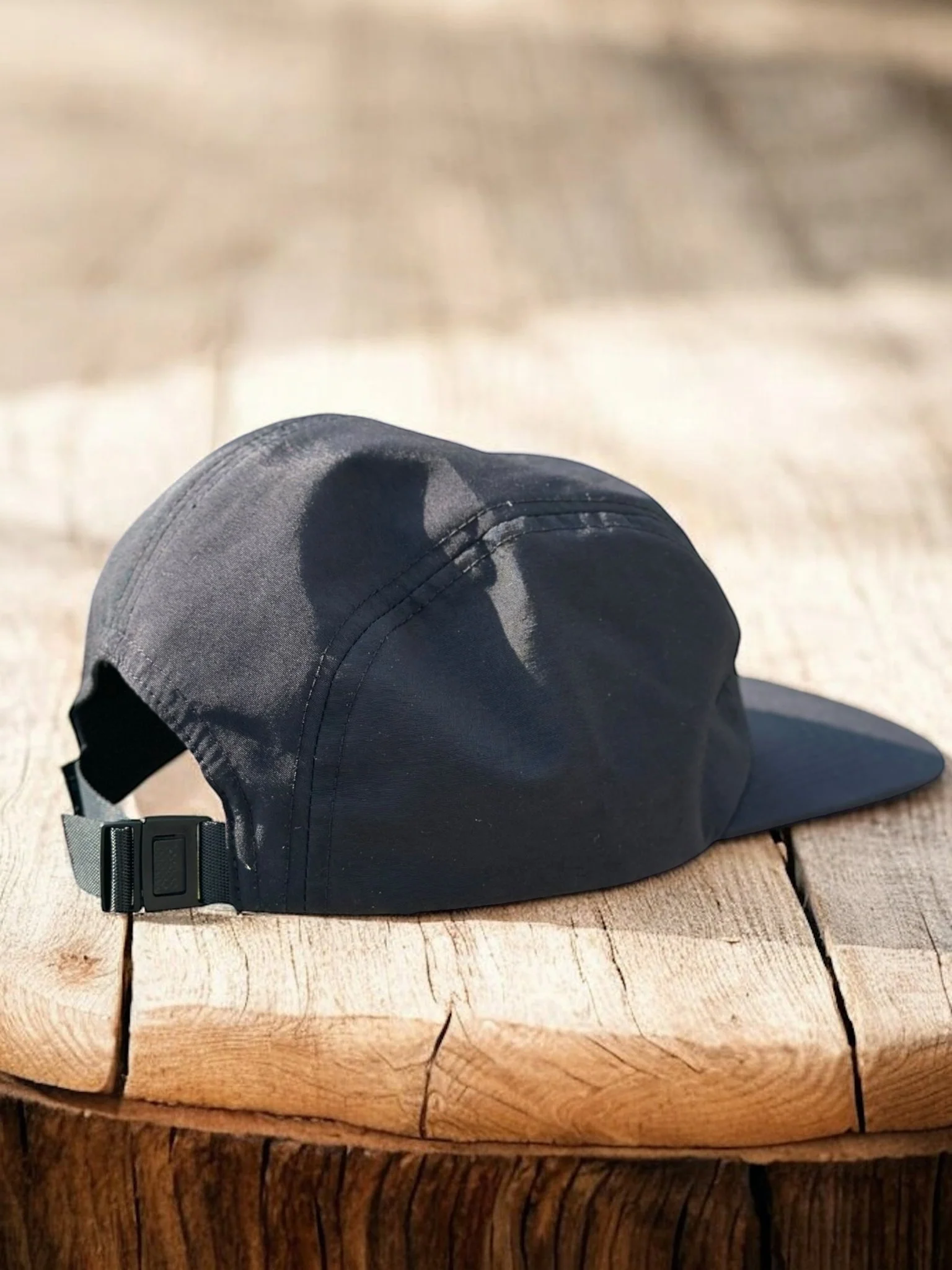 Black 5 Panel Camp Hat - Image 5